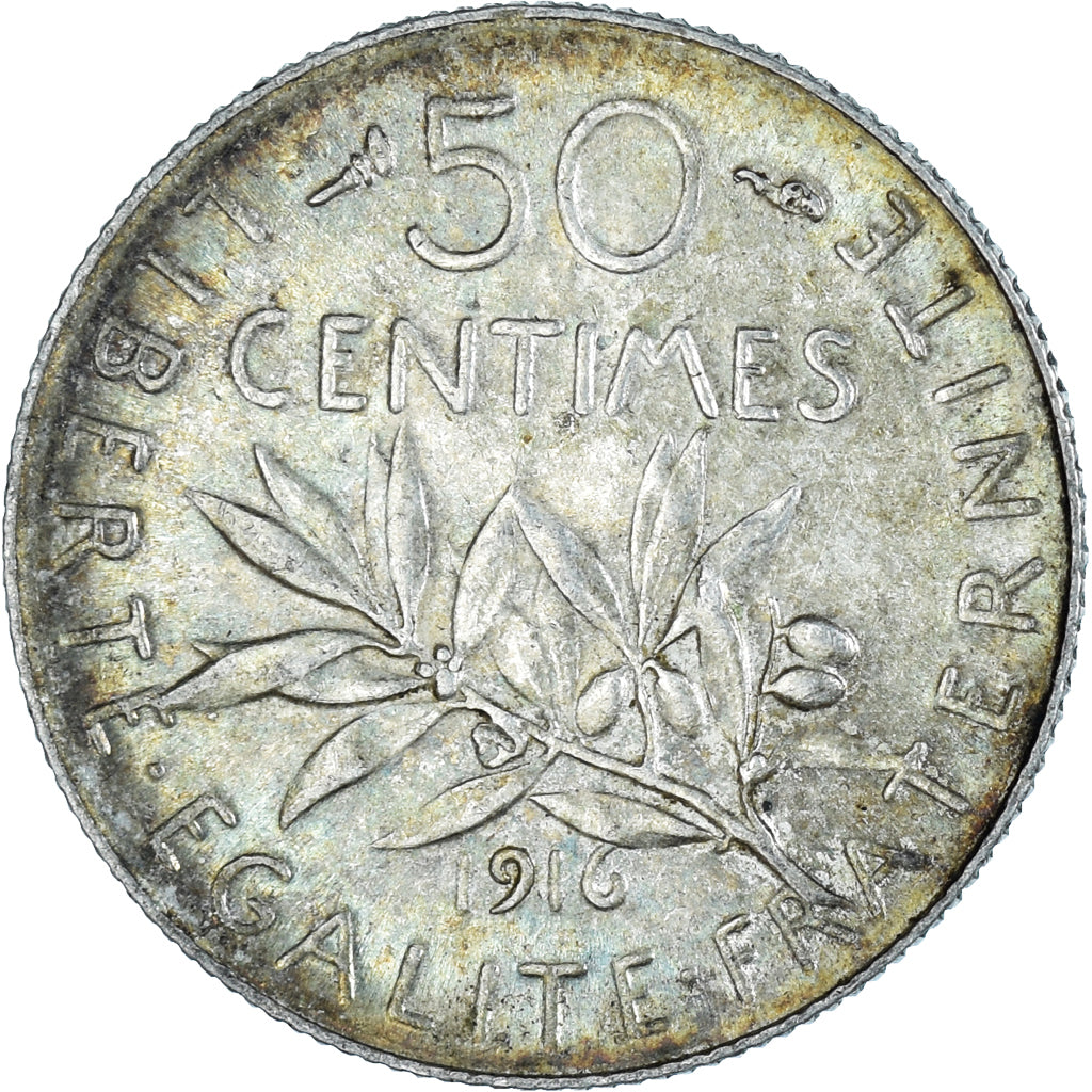 Monnaie, France, Semeuse, 50 Centimes, 1916, Paris, TTB, Argent, Gadoury:420