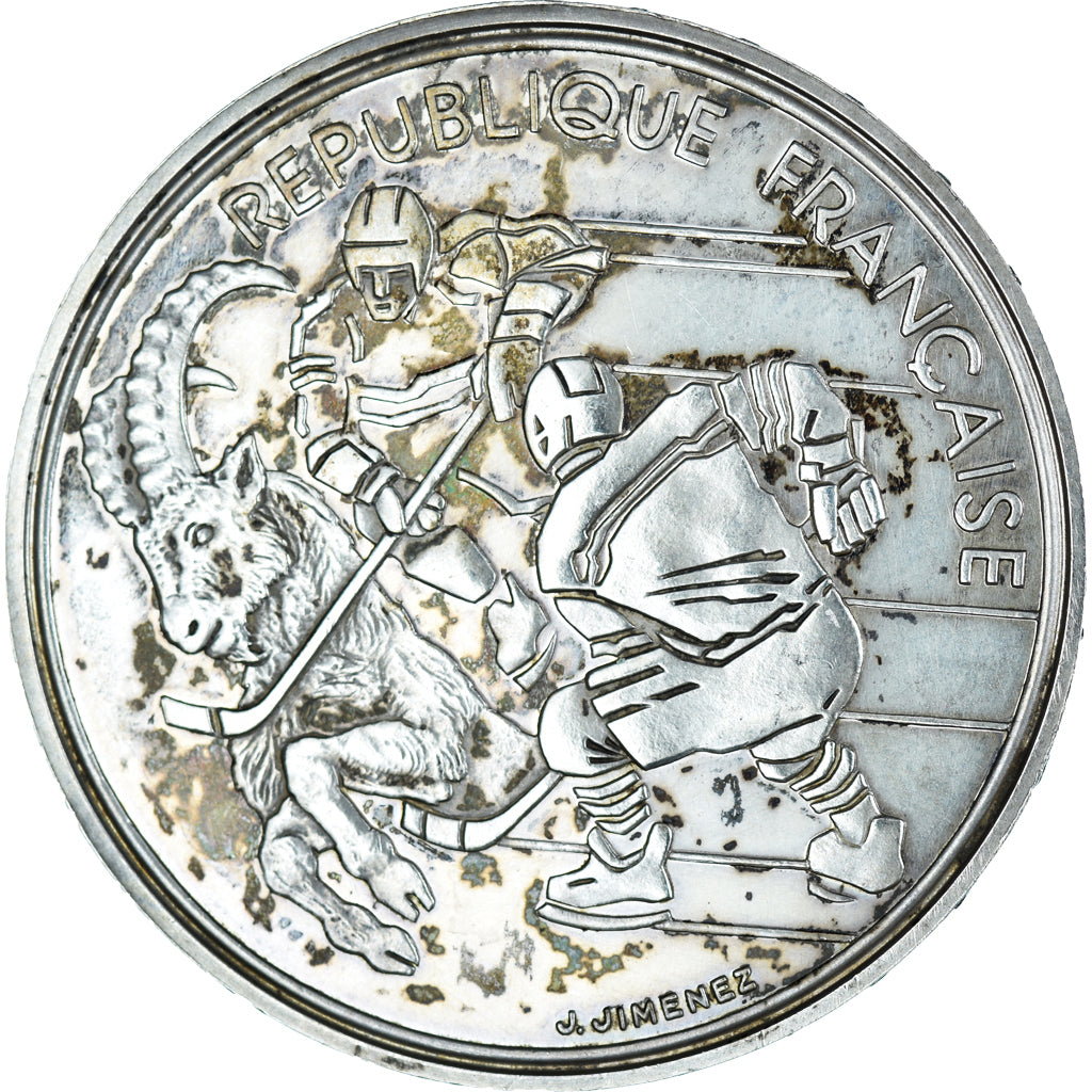 Monnaie, France, Albertville 1992 - hockey sur glace, 100 Francs, 1991, TTB+