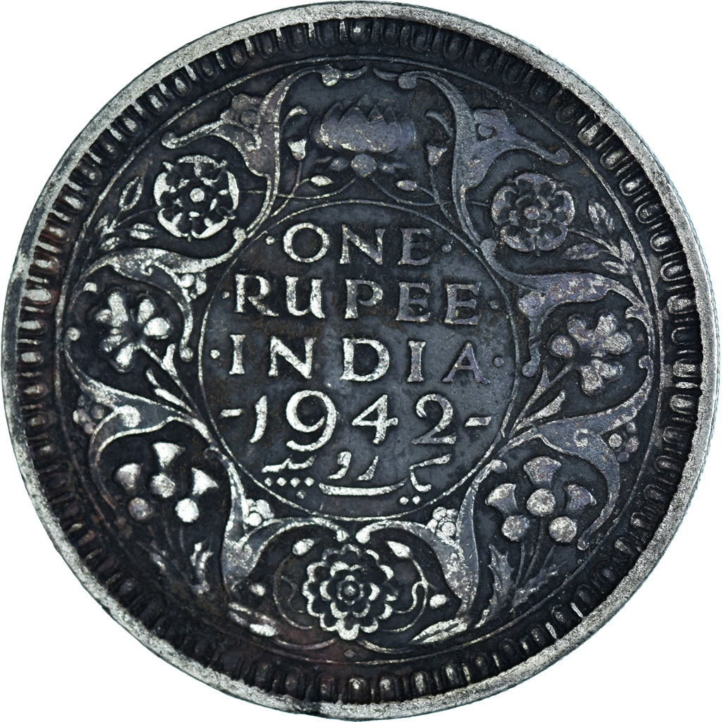 Coin, INDIA-BRITISH, George VI, Rupee, 1942, Bombay, EF(40-45), Silver, KM:557.1