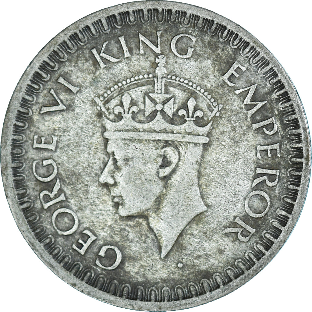 Coin, INDIA-BRITISH, George VI, 1/2 Rupee, 1943, Bombay, VF(30-35), Silver