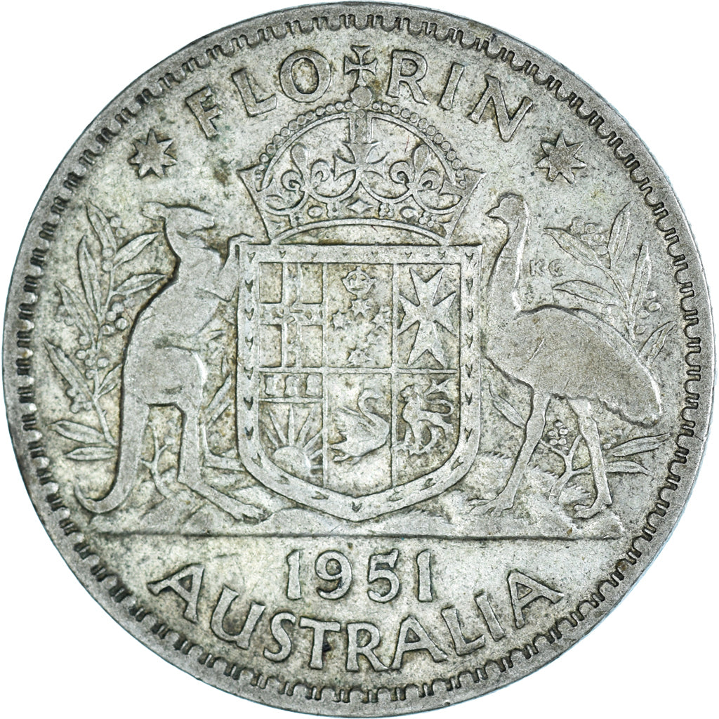 Moneta, Australia, George VI, Florin, 1951, Melbourne, BB, Argento, KM:48
