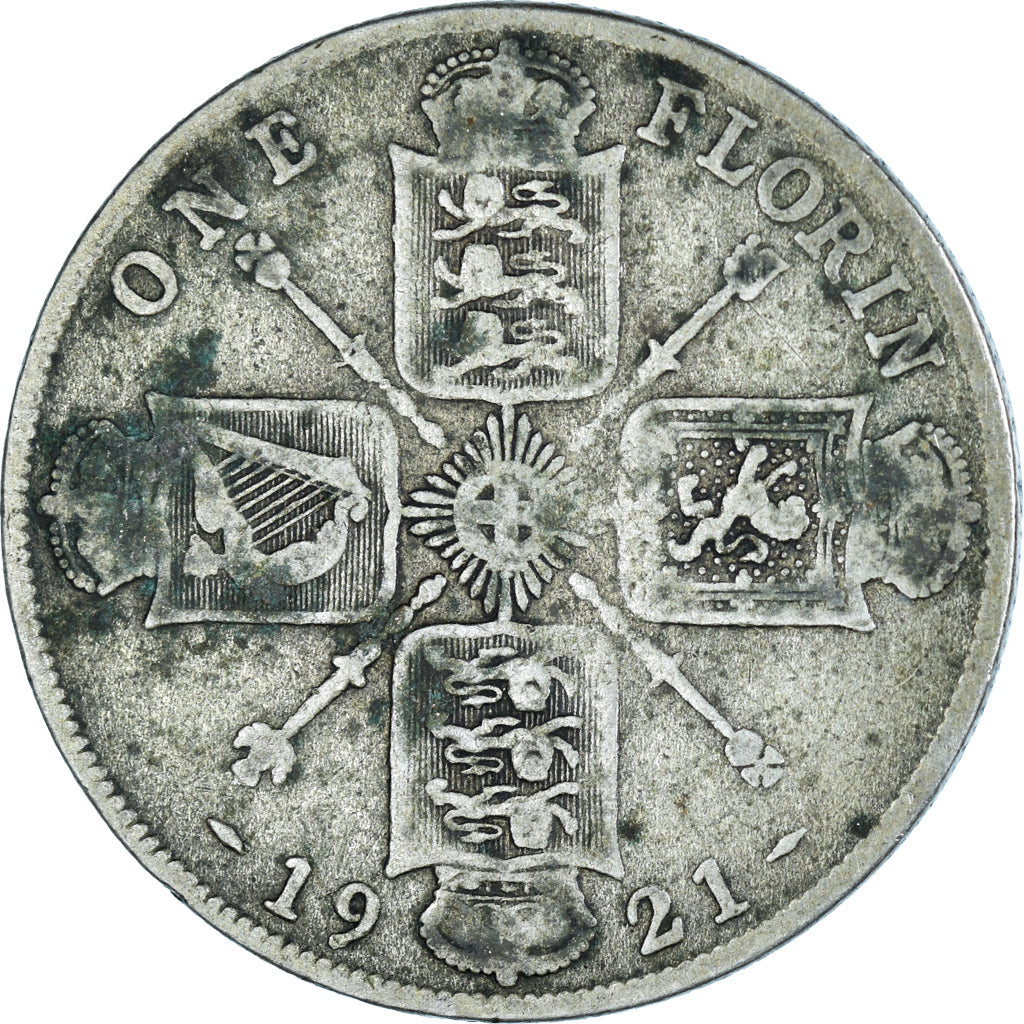 Coin, Great Britain, George V, Florin, Two Shillings, 1921, British Royal Mint