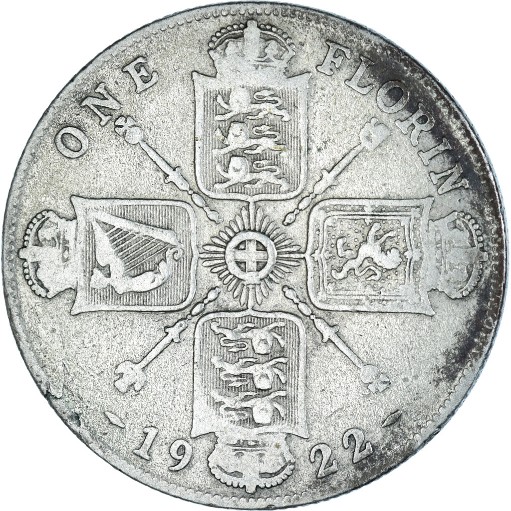 Coin, Great Britain, George V, Florin, Two Shillings, 1922, British Royal Mint