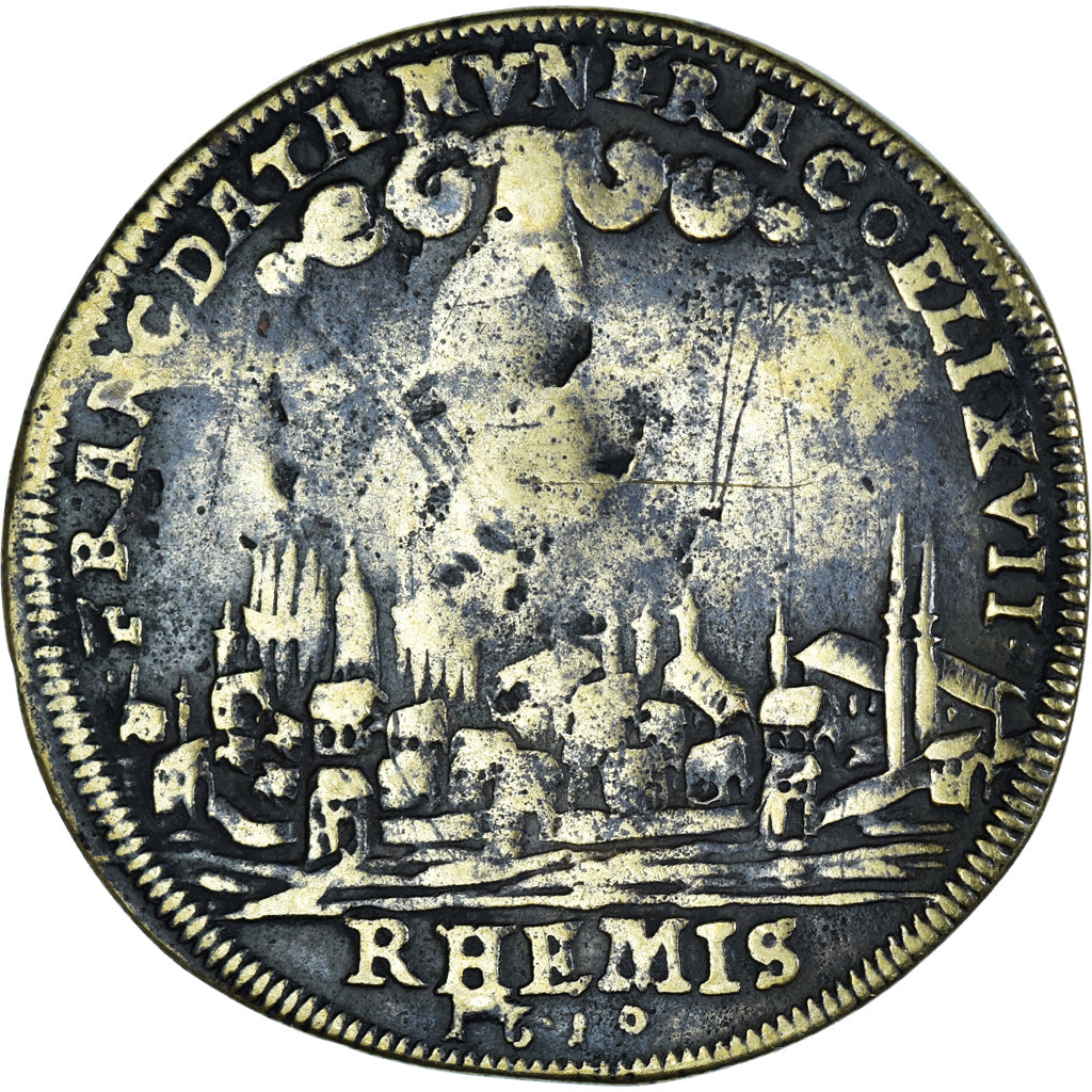 Niemcy, Token, Ludwik XIII, Sacre à Reims, 1610, VF(30-35), Mosiądz