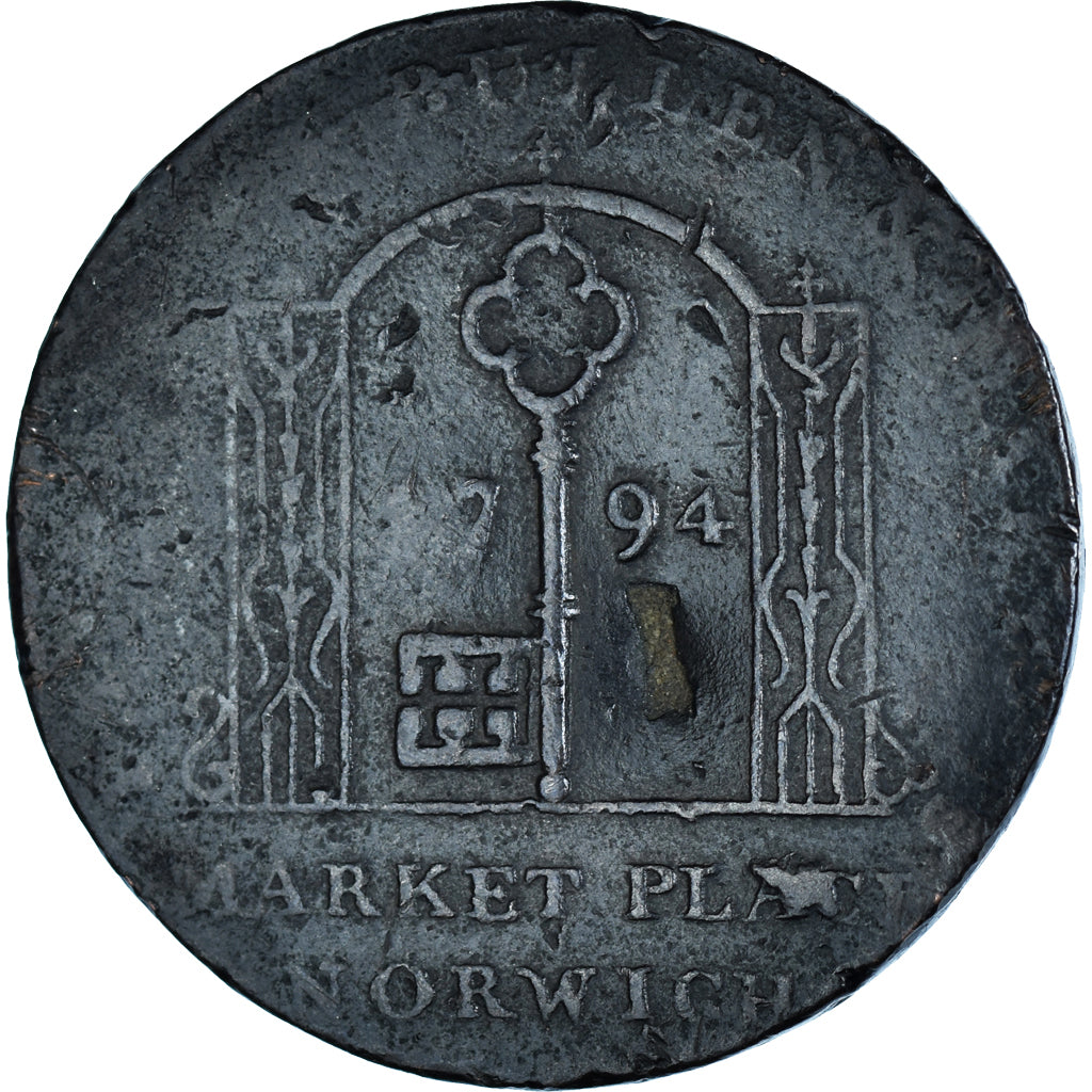 Great Britain, Halfpenny Token, Market Norwich, 1791, VF(20-25), Copper