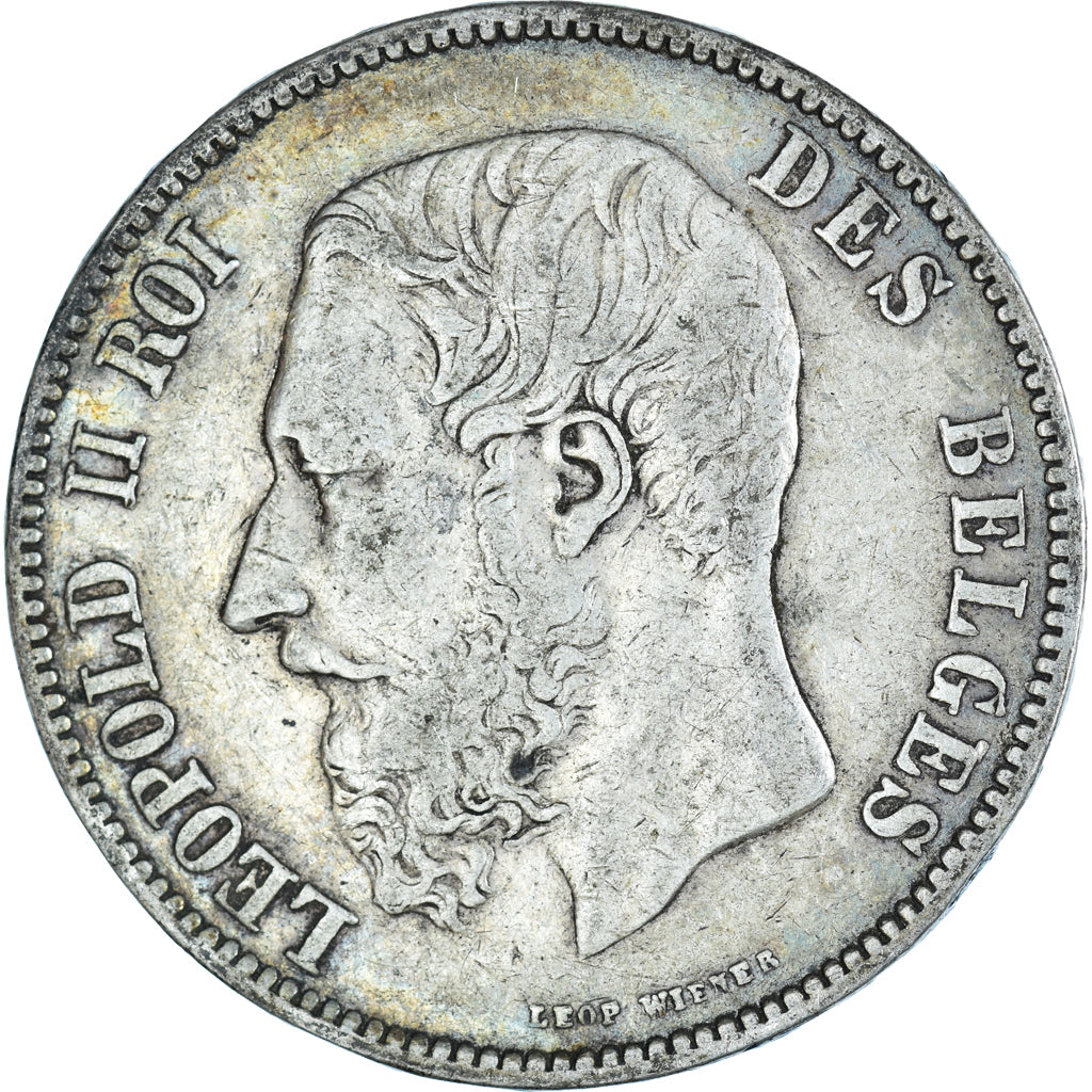 Coin, Belgium, Leopold II, 5 Francs, 5 Frank, 1868, Brussels, VF(30-35), Silver