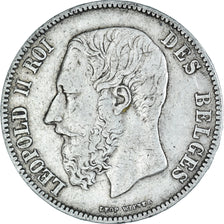 Coin, Belgium, Leopold II, 5 Francs, 5 Frank, 1870, Brussels, VF(30-35), Silver