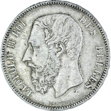 Münze, Belgien, Leopold II, 5 Francs, 5 Frank, 1873, Brussels, S+, Silber