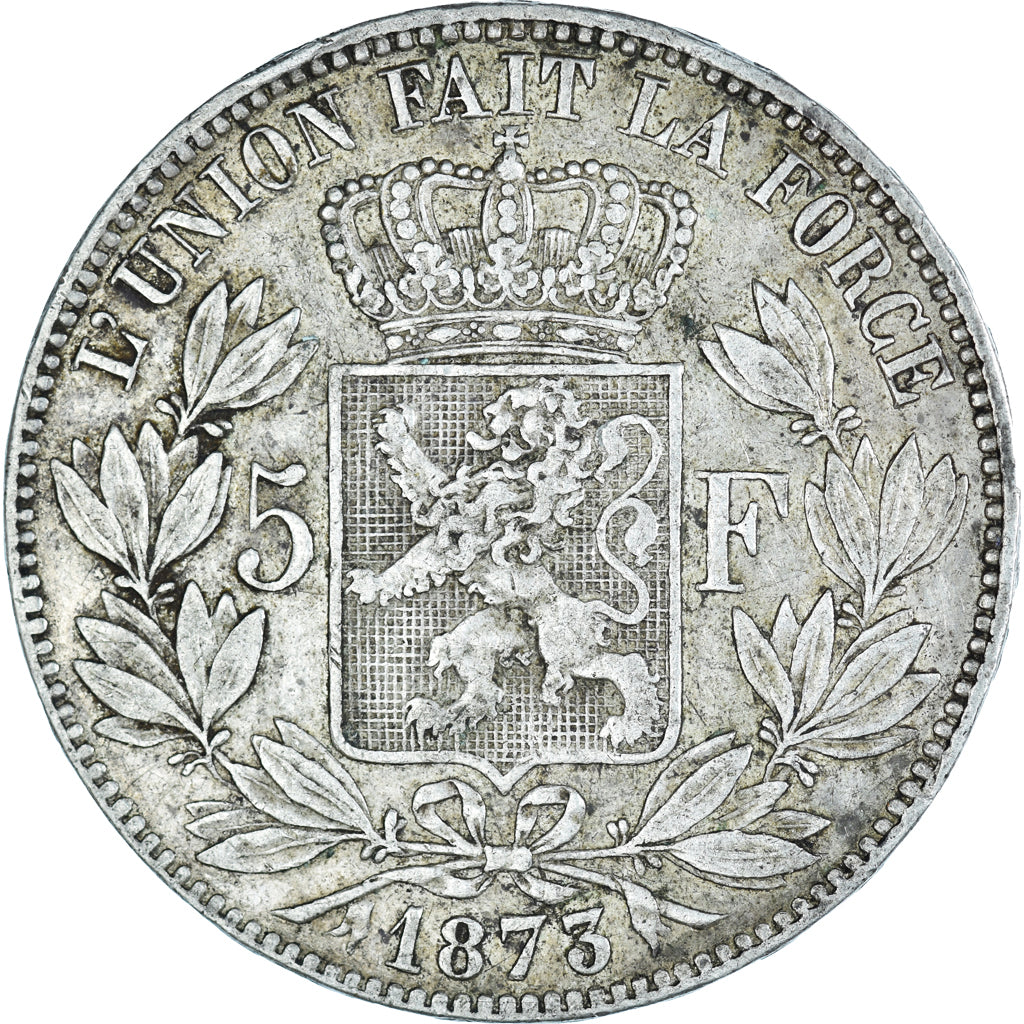 Münze, Belgien, Leopold II, 5 Francs, 5 Frank, 1873, Brussels, S+, Silber