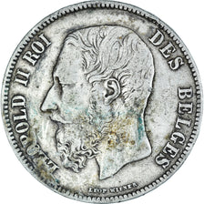 Münze, Belgien, Leopold II, 5 Francs, 5 Frank, 1873, Brussels, S+, Silber
