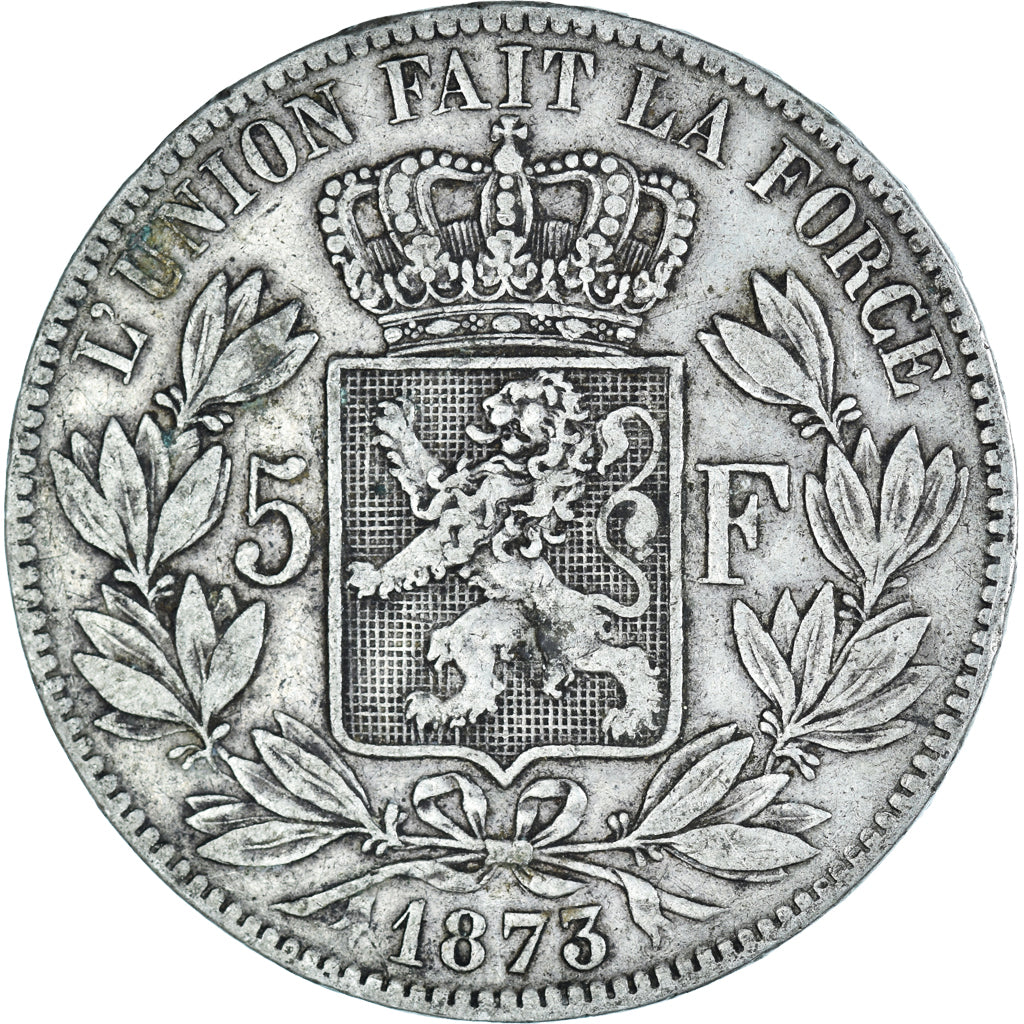 Münze, Belgien, Leopold II, 5 Francs, 5 Frank, 1873, Brussels, S+, Silber