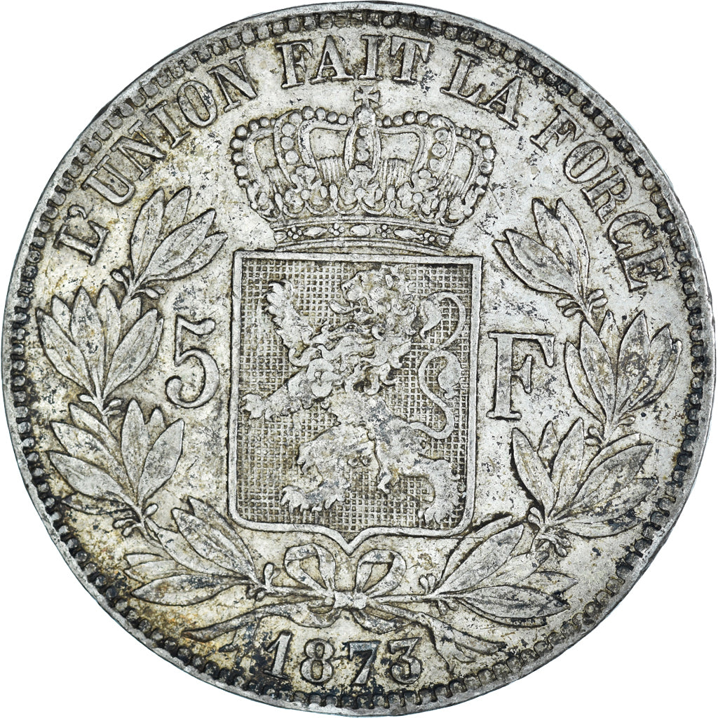 Moneta, Belgio, Leopold II, 5 Francs, 5 Frank, 1873, Brussels, MB+, Argento