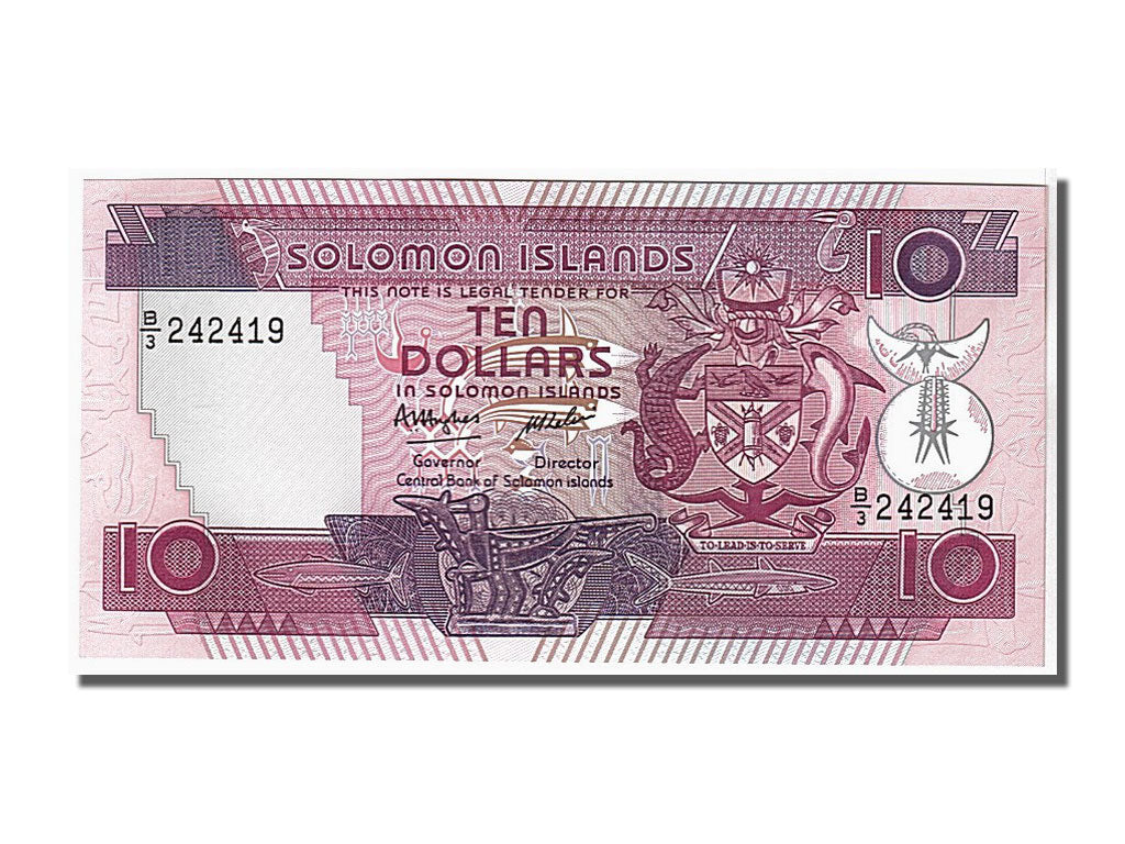 Billet, Îles Salomon, 10 Dollars, 1986, NEUF