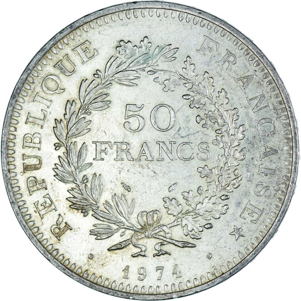 Munten, Frankrijk, Hercule, 50 Francs, 1974, Paris, ZF+, Zilver, KM:941.1