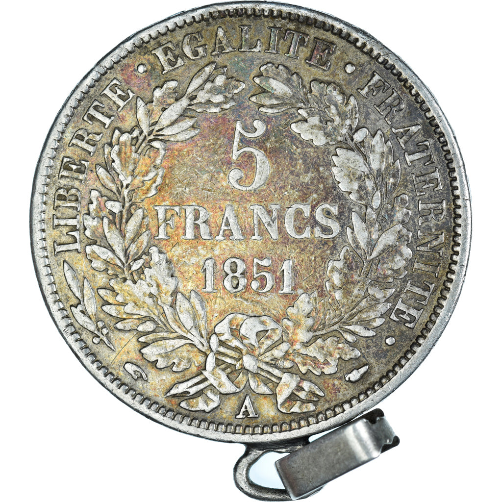 Coin, France, Cérès, 5 Francs, 1851, Paris, avec bélière, VF(30-35), Silver