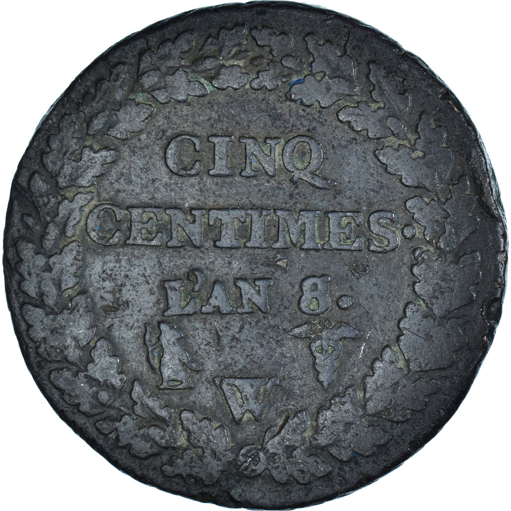 Moeda, França, Dupré, 5 Centimes, AN 8/5, Lille, VF(30-35), Bronze, KM:640.11