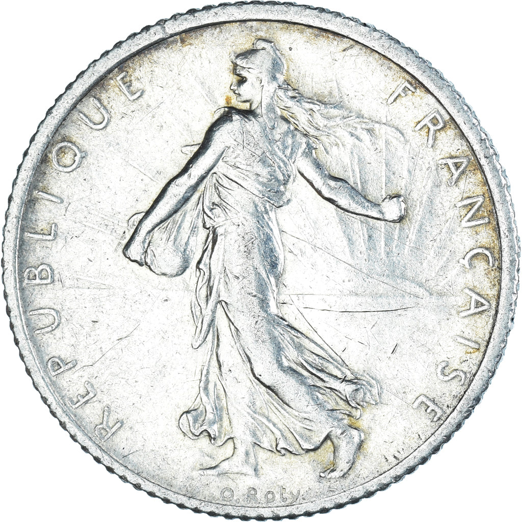 Moneta, Francja, Semeuse, Franc, 1917, Paris, AU(55-58), Srebro, KM:844.1