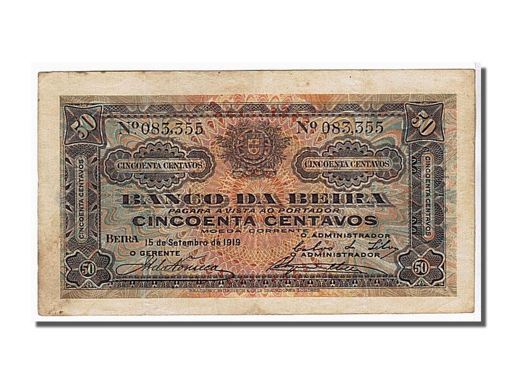 Banknote, Mozambique, 50 Centavos, 1919, KM:R3a, EF(40-45)