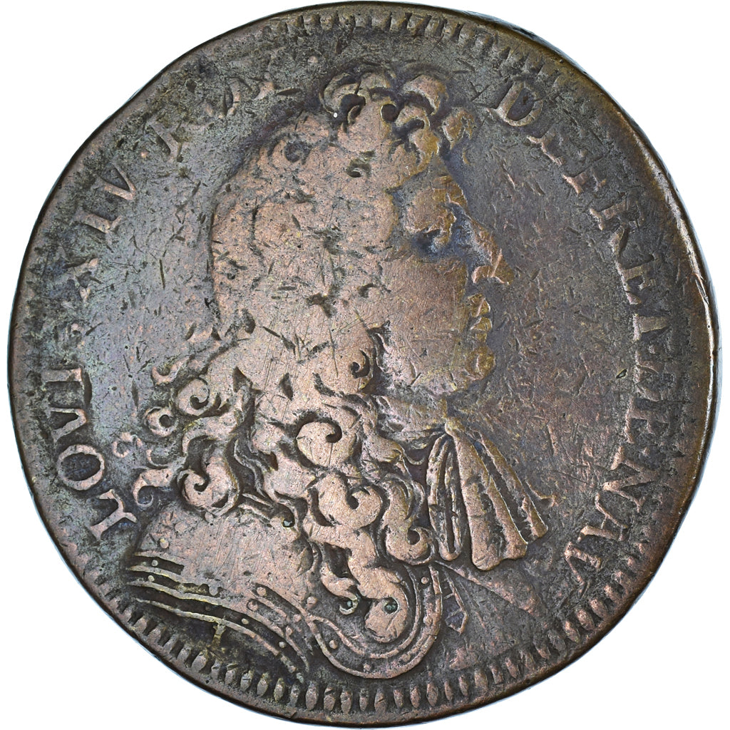 Francia, zeton, Louis XIV, Trésor Royal, 1679, BC+, Cobre, Feuardent:1886