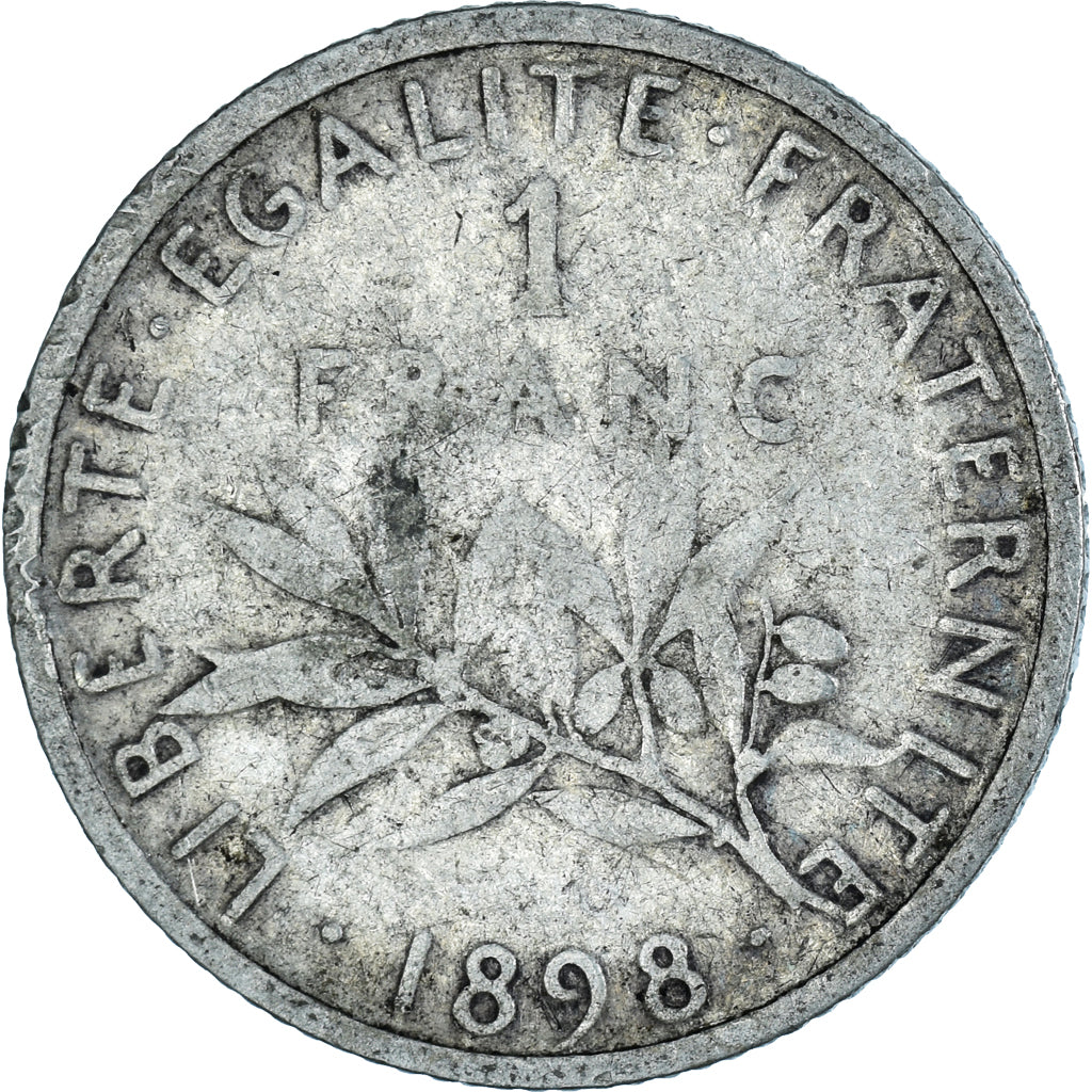 Moneta, Francia, Semeuse, Franc, 1898, Paris, MB+, Argento, KM:844.1