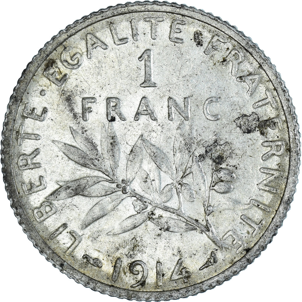 Moeda, França, Semeuse, Franc, 1914, Paris, EF(40-45), Prata, KM:844.1