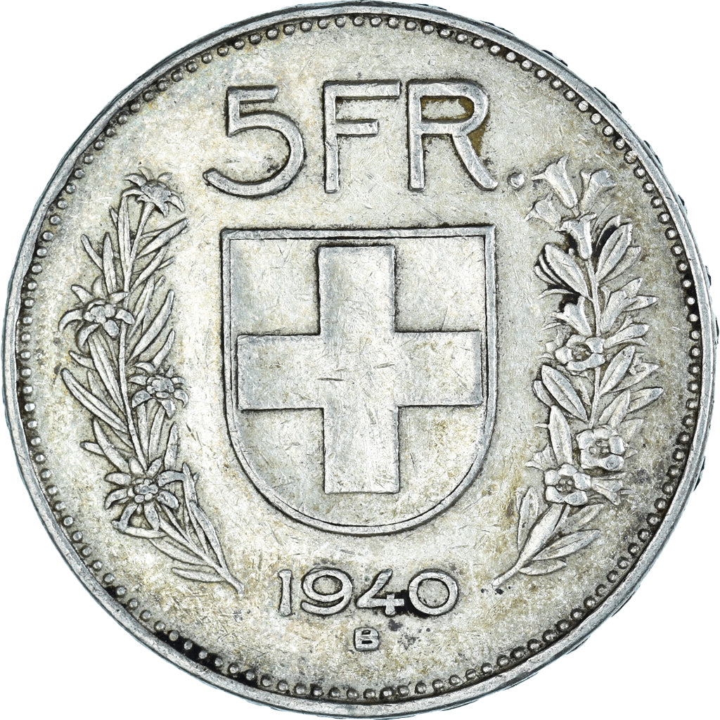 Monnaie, Suisse, tête de berger, 5 Francs, 1940, Bern, TTB, Argent, KM:40