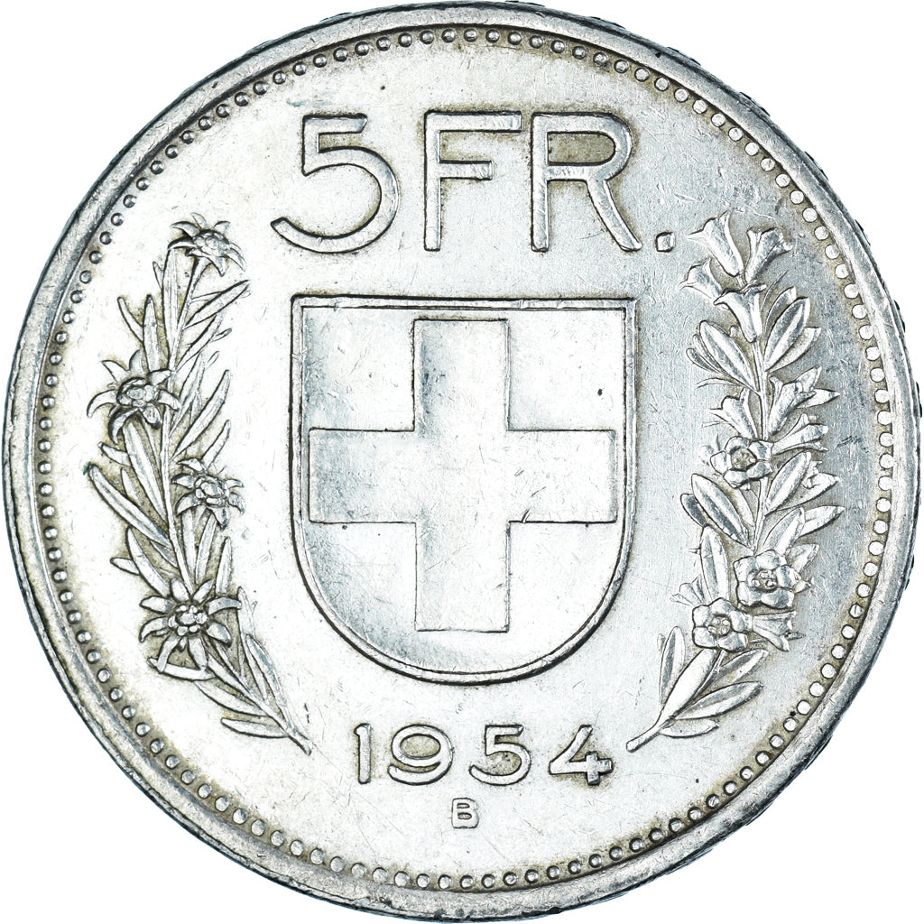 Monnaie, Suisse, tête de berger, 5 Francs, 1954, Bern, TTB, Argent, KM:40