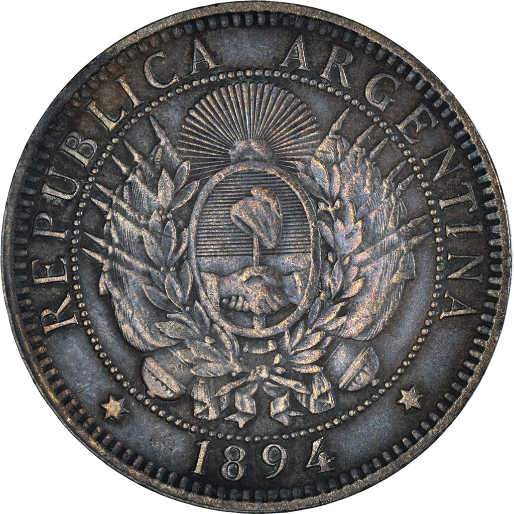 Coin, Argentina, 2 Centavos, 1894, Buenos Aires, EF(40-45), Bronze, KM:33
