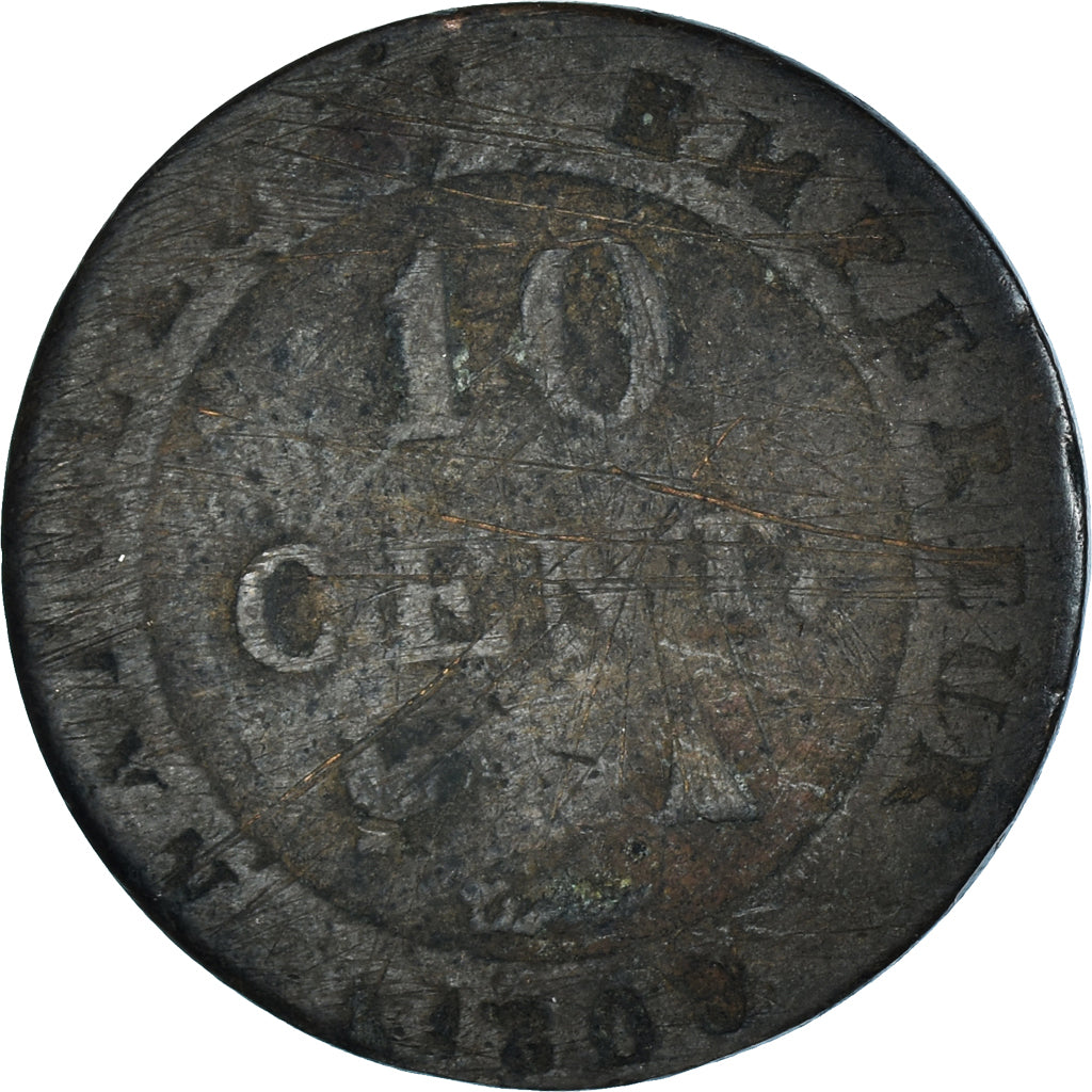 Moneta, Francia, Napoleon I, 10 Centimes, 1809, Paris, B+, Biglione, KM:676.1