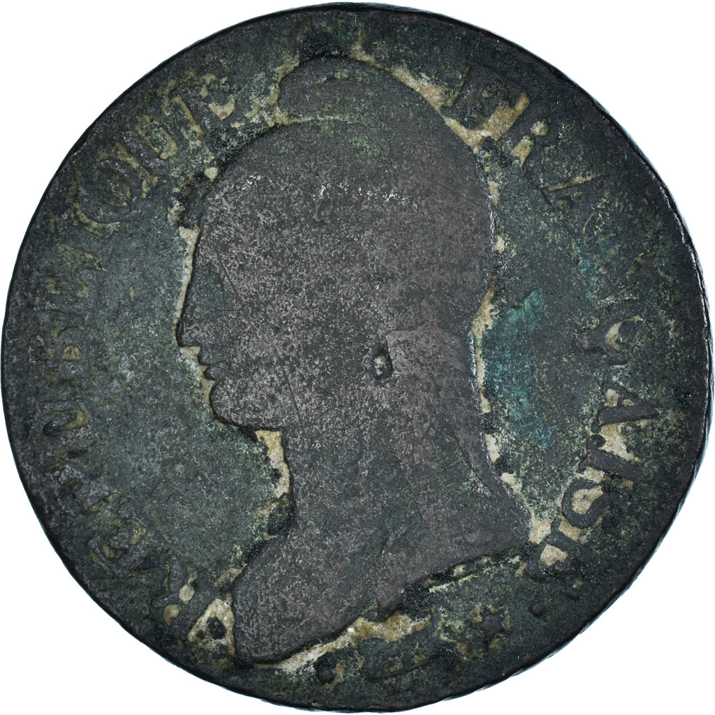 Moeda, França, Dupré, 5 Centimes, AN 8, Metz, VF(20-25), Bronze, KM:640.2