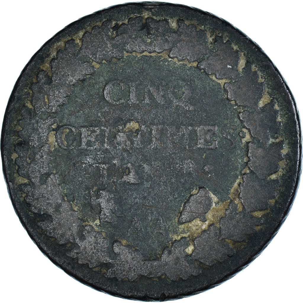Moeda, França, Dupré, 5 Centimes, AN 8, Metz, VF(20-25), Bronze, KM:640.2