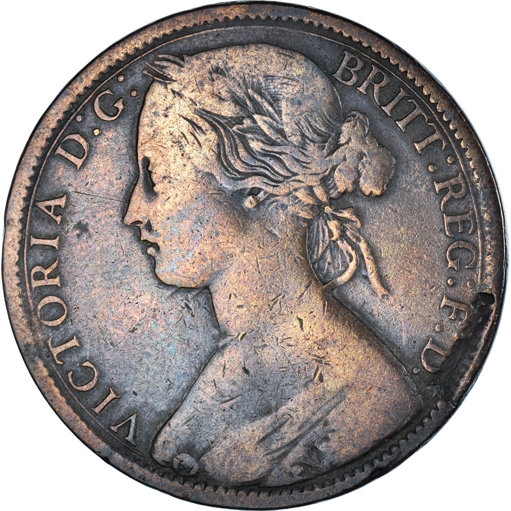 Moneda, Gran Bretaña, Victoria, Penny, 1865, BC+, Bronce, KM:749.2, Spink:3954
