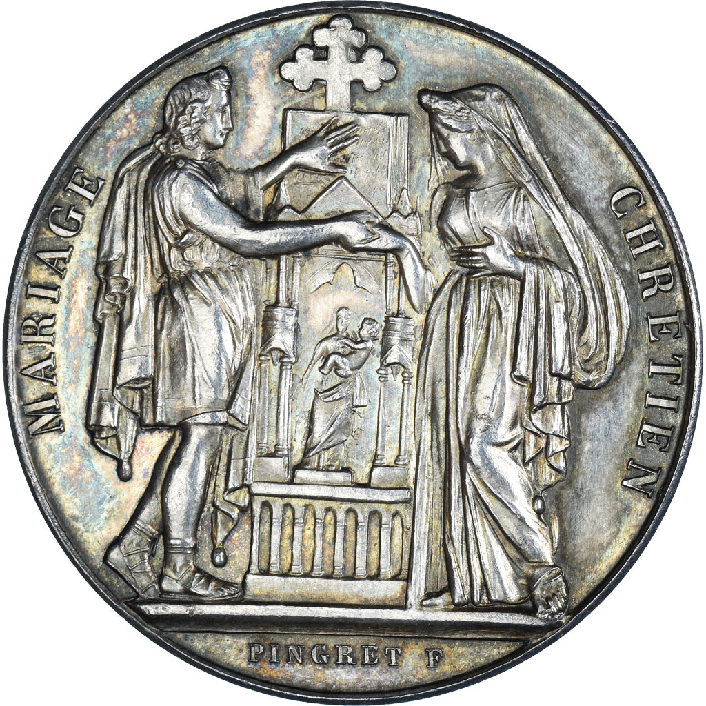 France, Medal, Mariage Chrétien, Religions & beliefs, 1899, MS(60-62), Silver