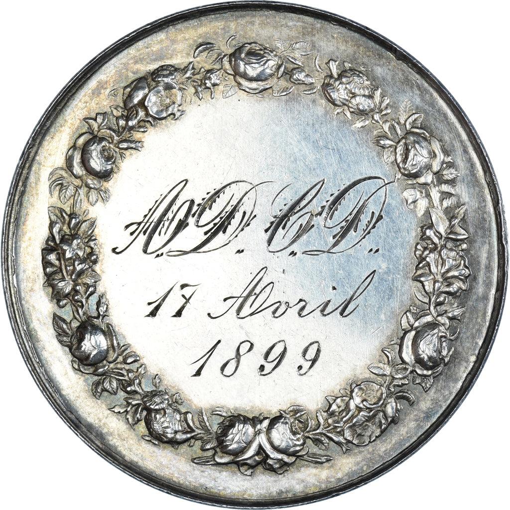 France, Medal, Mariage Chrétien, Religions & beliefs, 1899, MS(60-62), Silver