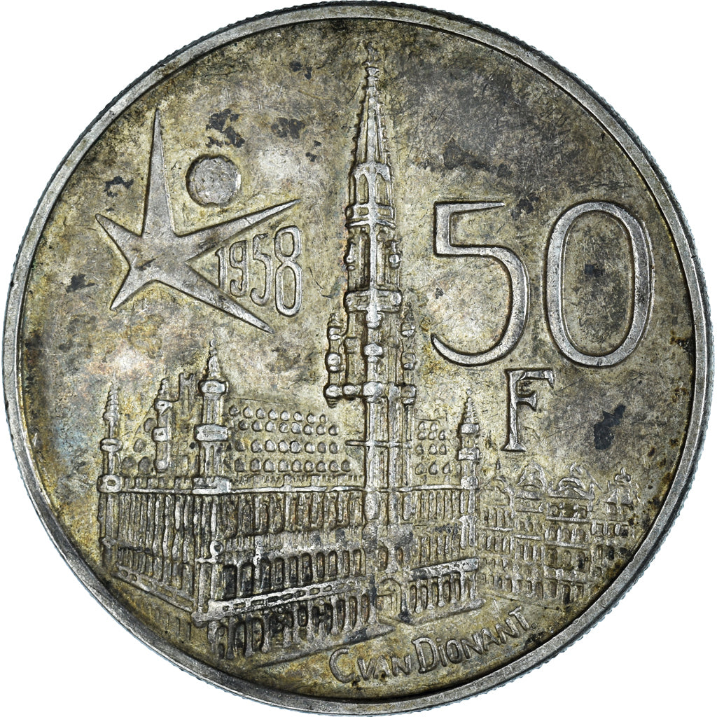 Monnaie, Belgique, Baudouin I, Brussels World Fair, 50 Francs, 50 Frank, 1958