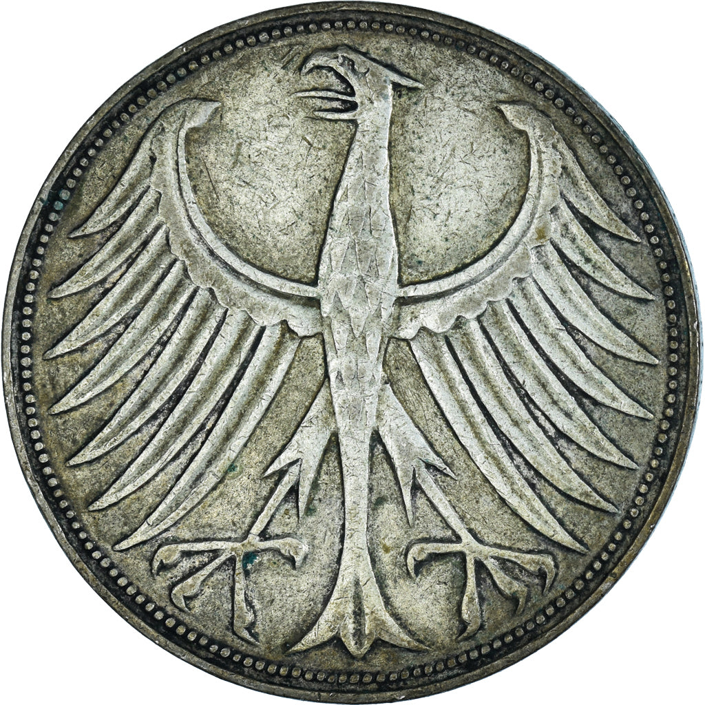 Moneta, GERMANIA - REPUBBLICA FEDERALE, 5 Mark, 1951, Hamburg, MB+, Argento