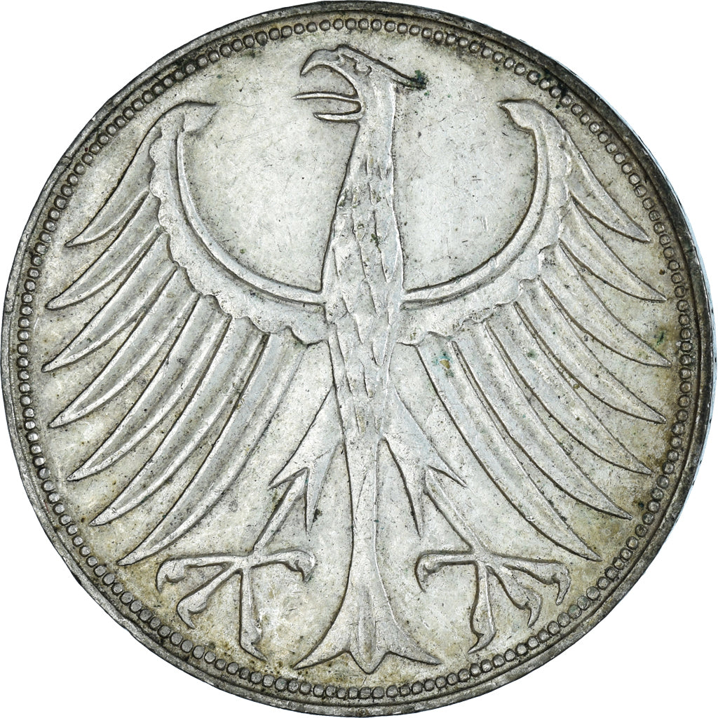 Coin, GERMANY - FEDERAL REPUBLIC, 5 Mark, 1961, Stuttgart, VF(30-35), Silver