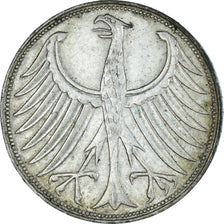 Coin, GERMANY - FEDERAL REPUBLIC, 5 Mark, 1961, Stuttgart, VF(30-35), Silver
