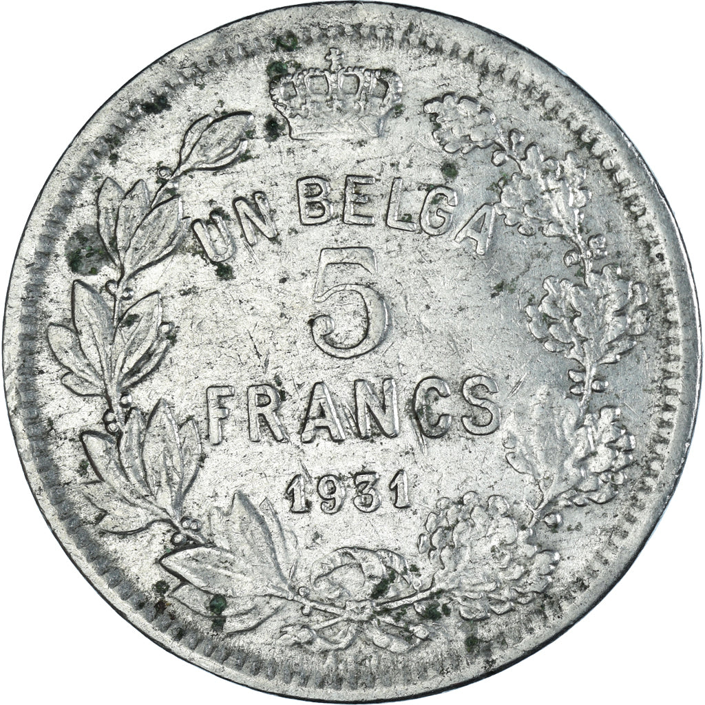 Munten, België, Albert I, 5 Francs, 5 Frank, 1931, Brussels, FR+, Nickel