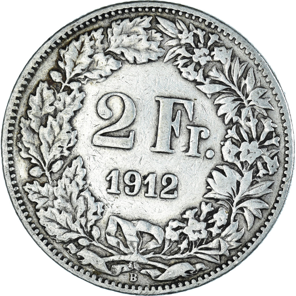 Coin, Switzerland, 2 Francs, 1912, Bern, VF(30-35), Silver, KM:21