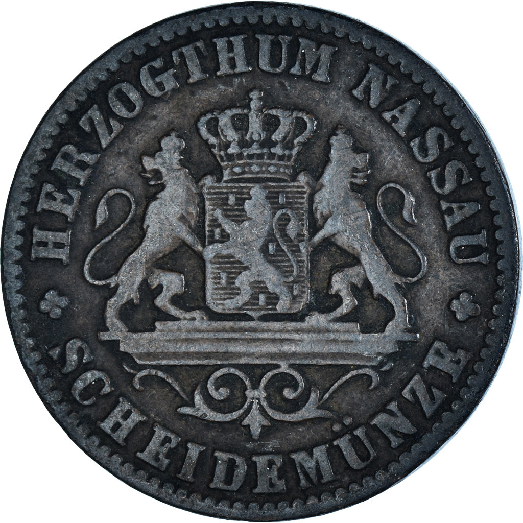 Münze, Deutsch Staaten, NASSAU, Adolph, Kreuzer, 1861, Wiesbaden, S+, Kupfer