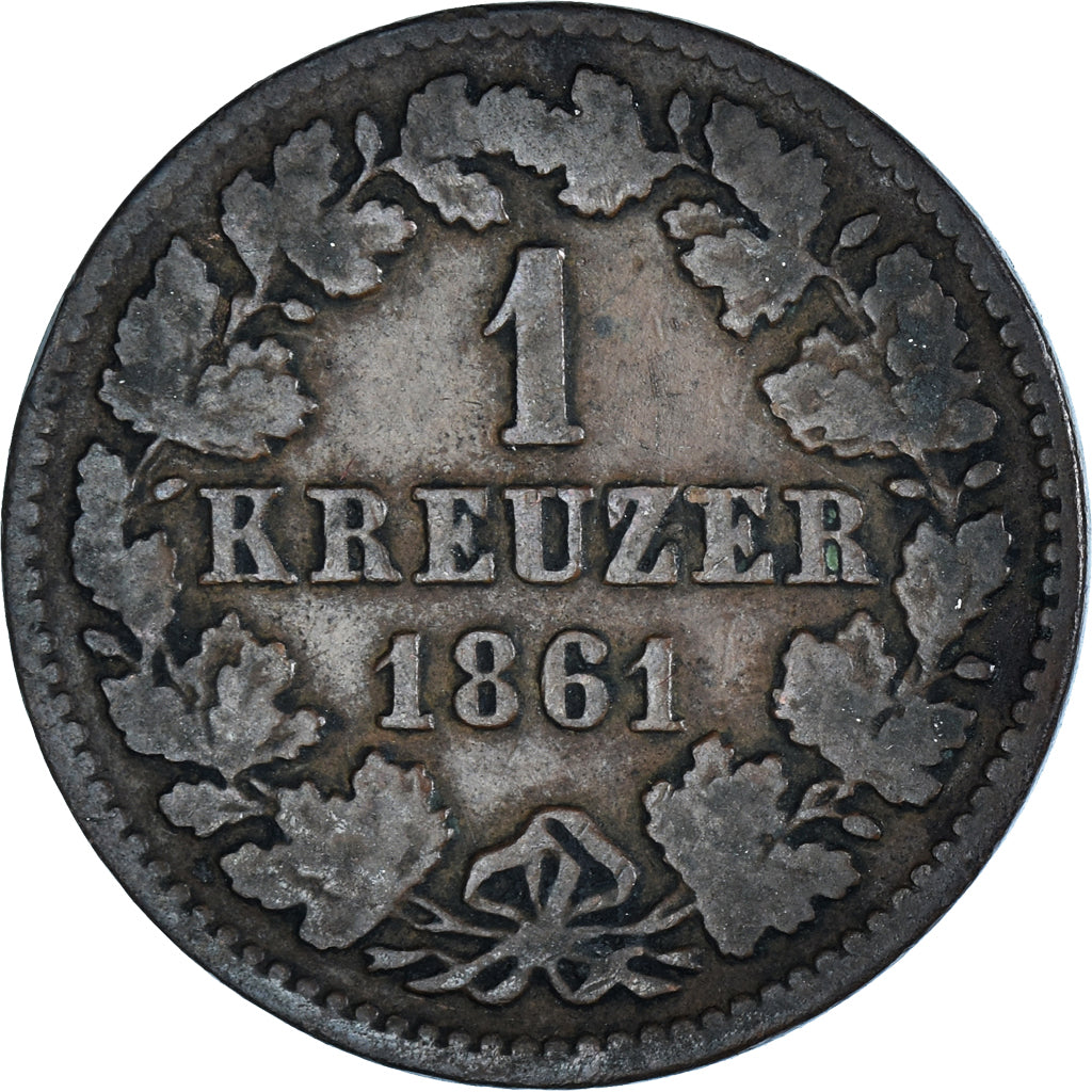Münze, Deutsch Staaten, NASSAU, Adolph, Kreuzer, 1861, Wiesbaden, S+, Kupfer