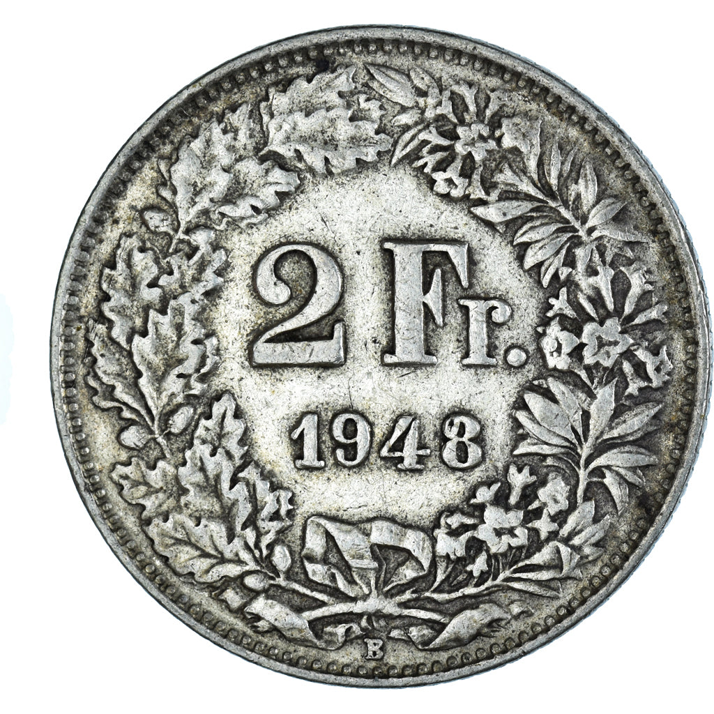Moneta, Svizzera, 2 Francs, 1948, Bern, BB, Argento, KM:21