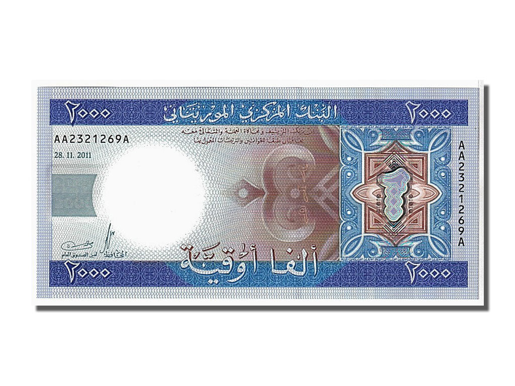 Mauritania, 2000 Ouguiya, 2011, KM #20, UNC(65-70), AA2321269A