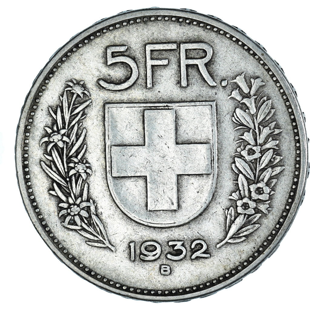 Moneta, Svizzera, tête de berger, 5 Francs, 1932, Bern, BB, Argento, KM:40