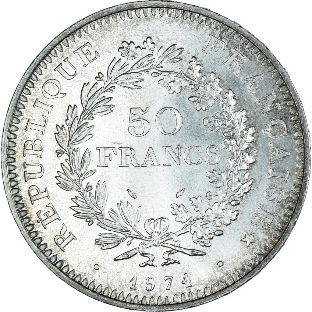 Coin, France, Hercule, 50 Francs, 1974, Paris, AU(55-58), Silver, KM:941.1
