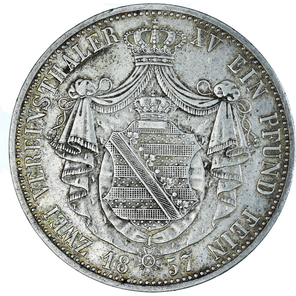 Monnaie, Etats allemands, SAXONY-ALBERTINE, Johann, 2 Thaler, 1857, Dresden