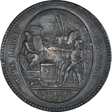 Moneta, Francia, Monneron de 5 Sols, 1792, Paris, MB+, Bronzo