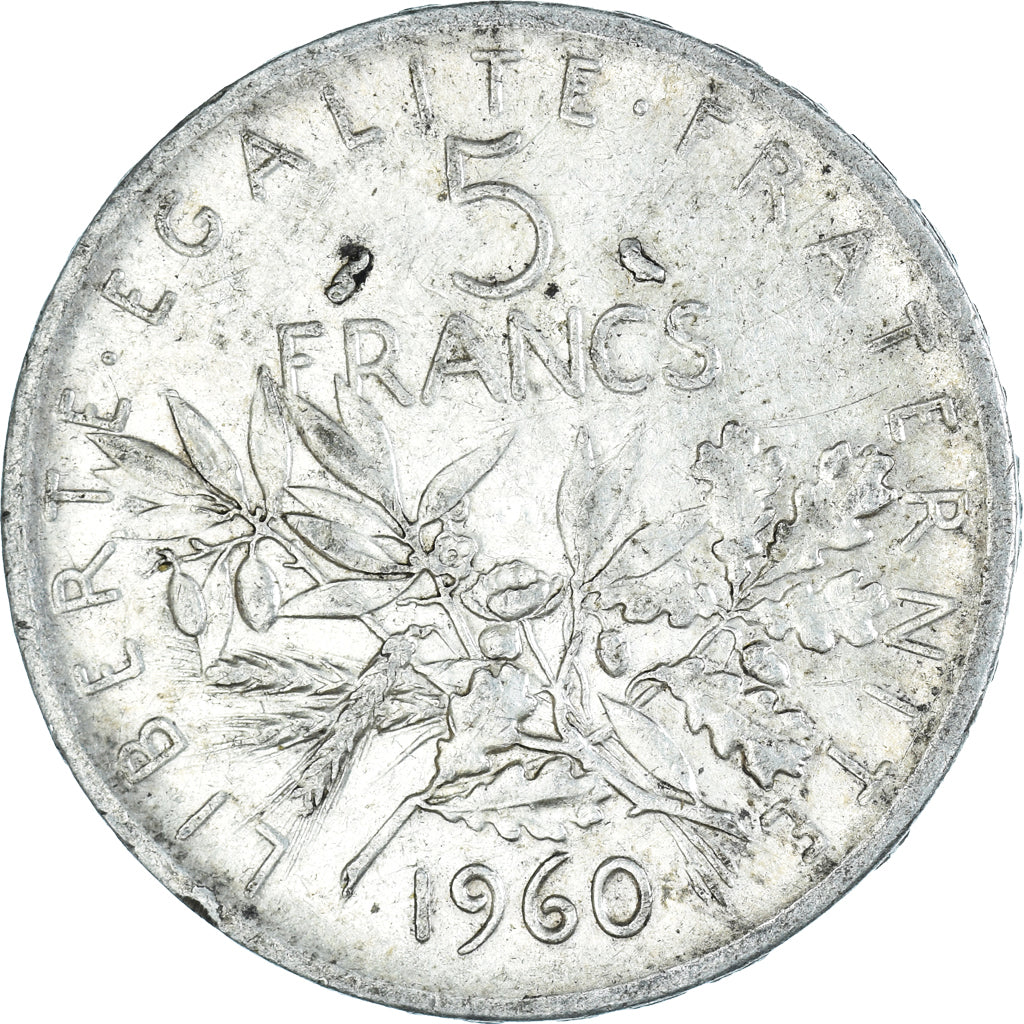Moeda, França, Semeuse, 5 Francs, 1960, EF(40-45), Prata, KM:926, Gadoury:770