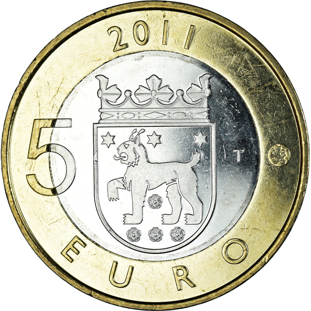 Finland, 5 Euro, Provinces - Tavastia, 2011, Vantaa, MS(63), Bi-Metallic, KM:161